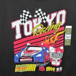 Hello Kitty Tokyo Speed Racing Black Graphic T-Shirt Mens XL Sanrio Bioworld NEW